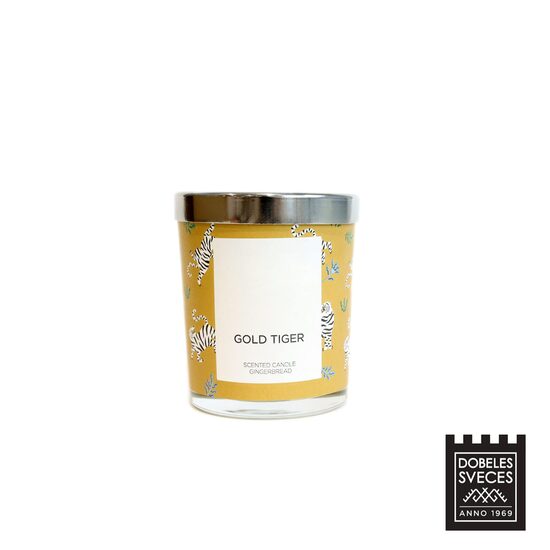 100 % rapša vaska svece “ZELTA TĪĢERIS II” ar saldu "Gingerbread" aromātu